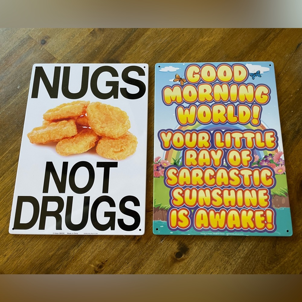 Two (2) Decorative Metal/Tin Signs - Poster Wall Decor